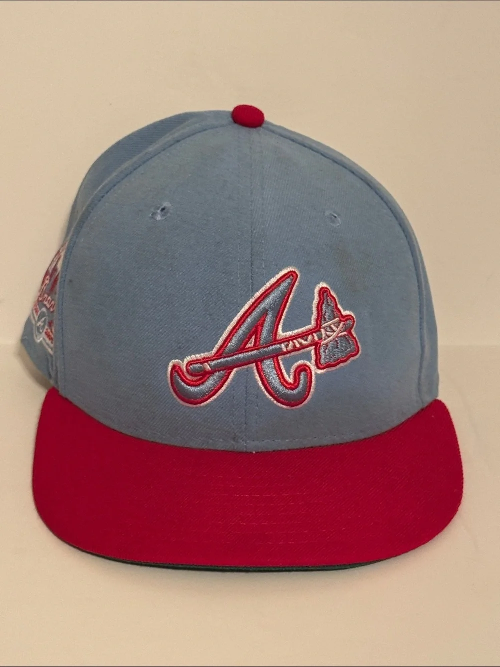 Atlanta Braves 40th Anniversary Light Blue and Red Snapback Cap